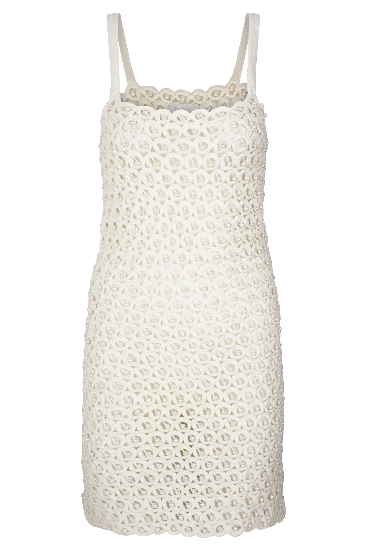 Vanessa Hand Crochet Pearl Mini Dress Ivory