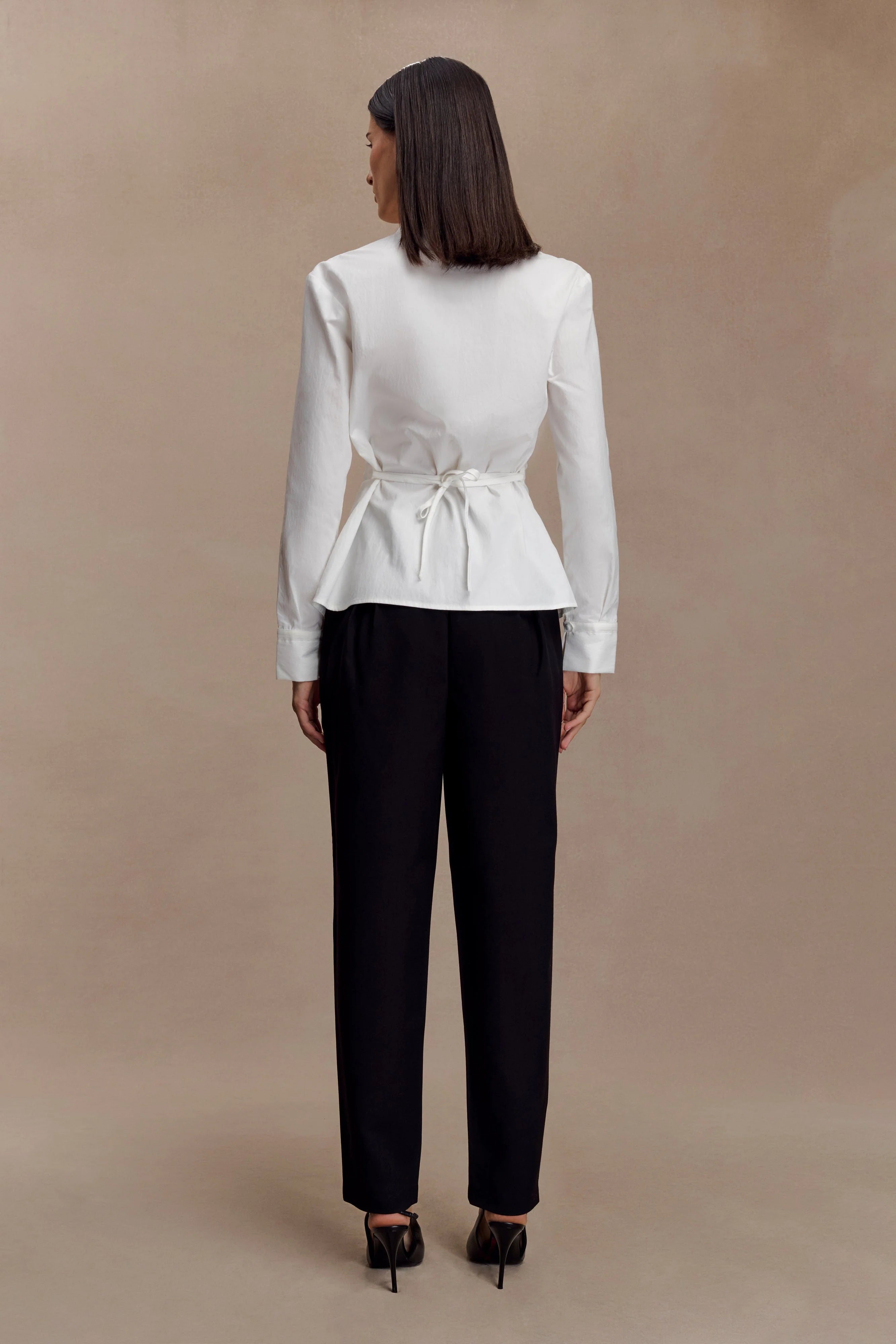Millie Tie Back Cotton Shirt White