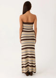 Antonie Knit Maxi Dress Chocolate Olive Stripe