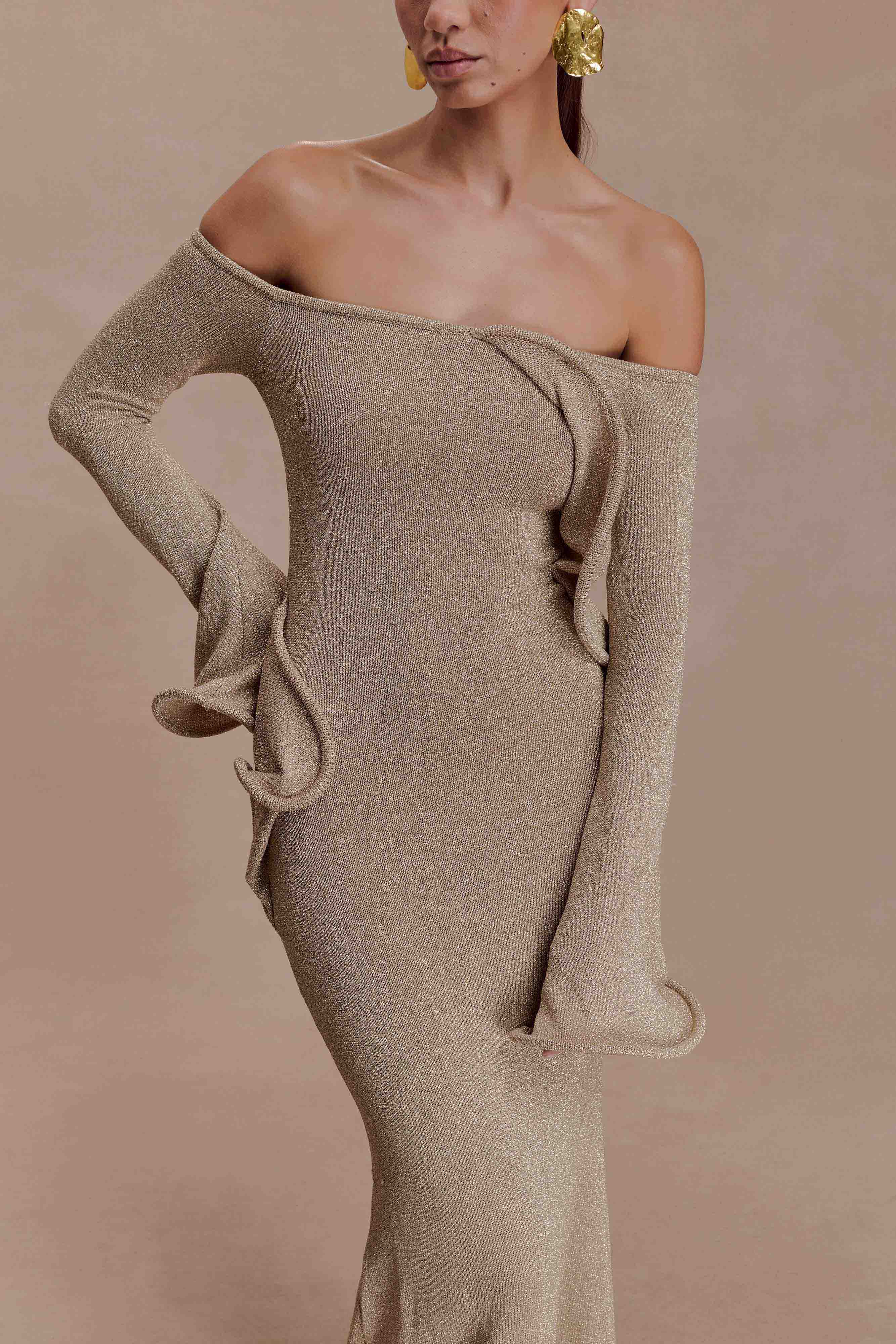 Sandrine Lurex Knit Maxi Dress Gold