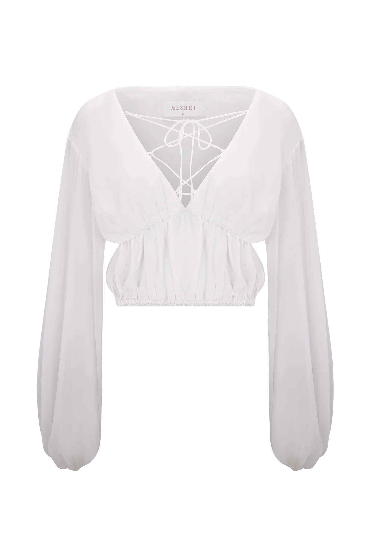 Carlie Chiffon Cross Tie Top Ivory