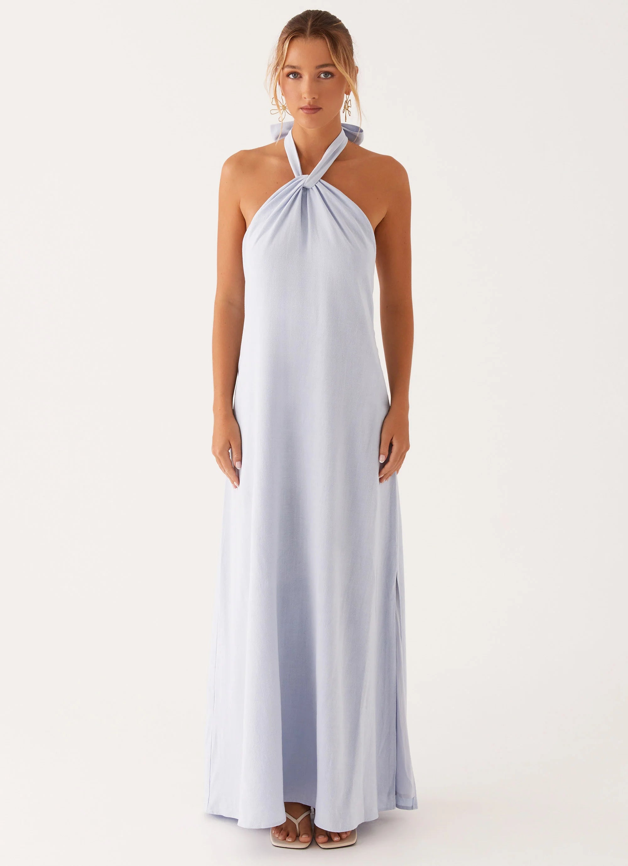 Golden Child Linen Maxi Dress Blue