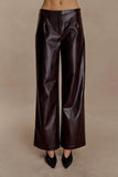 Henry Croc Faux Leather Straight Leg Pants Dark Chocolate