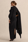 Lavinia Black High Neck Maternity Maxi Dress With Cape Sleeve