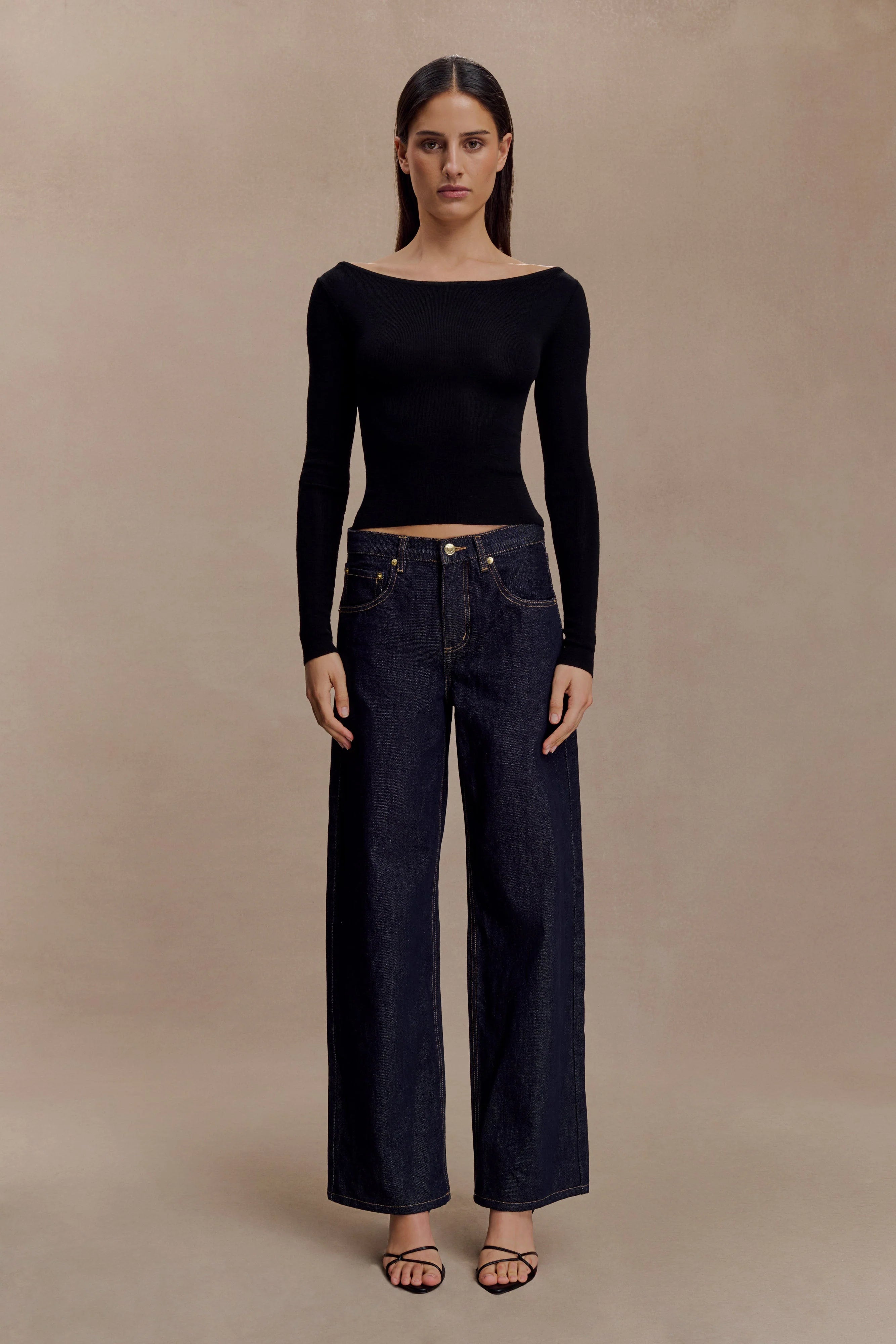 Paedyn Merino Wool Ribbed Long Sleeve Top Black