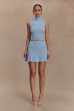 Indy Pointelle Knit Mini Skirt Cornflower Blue