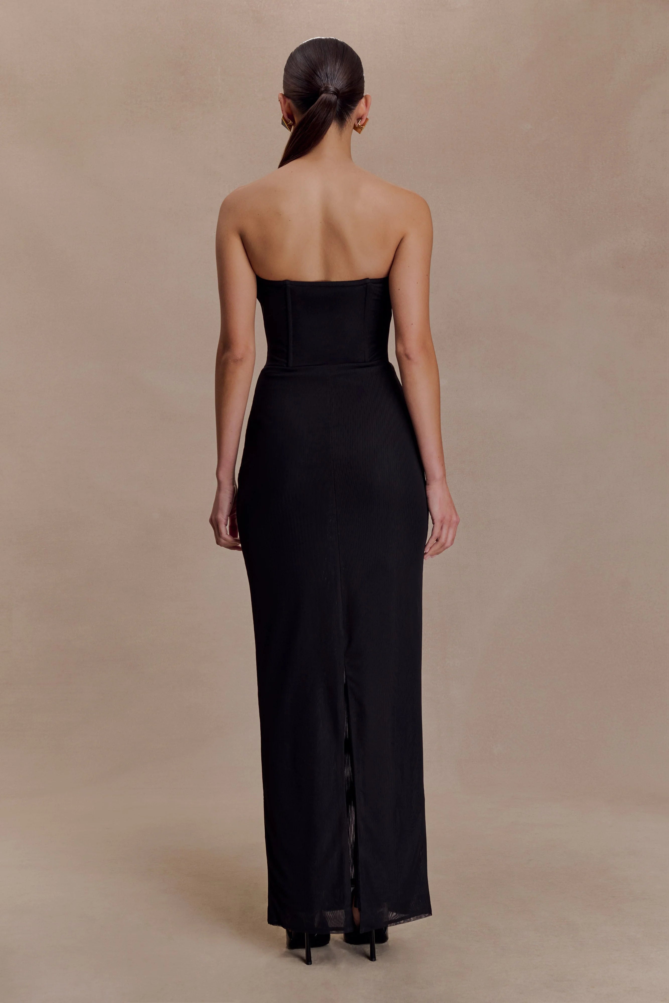 Gemma Strapless Mesh Maxi Dress Black