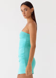 Lindie Strapless Mini Dress Pale Aqua