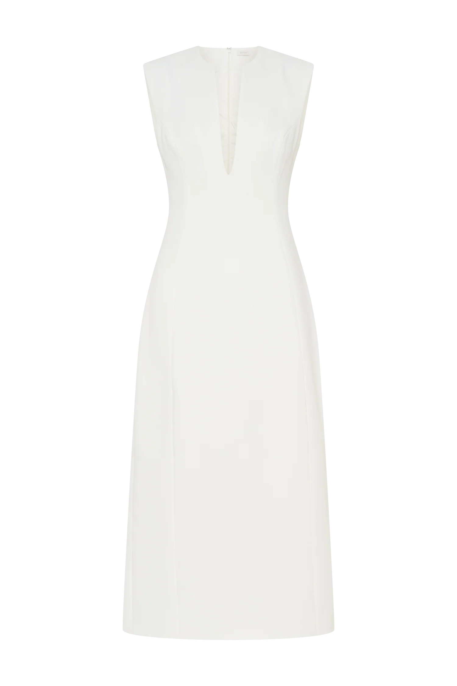 Audrine Suiting Sleeveless Midi Dress Ivory