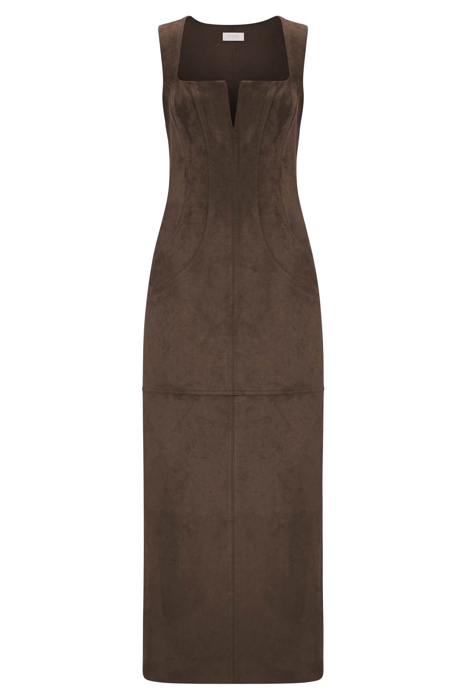 Liam Faux Suede Maxi Dress Dark Chocolate