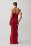Hoai Gathered Slinky Halter Maxi Dress Deep Red