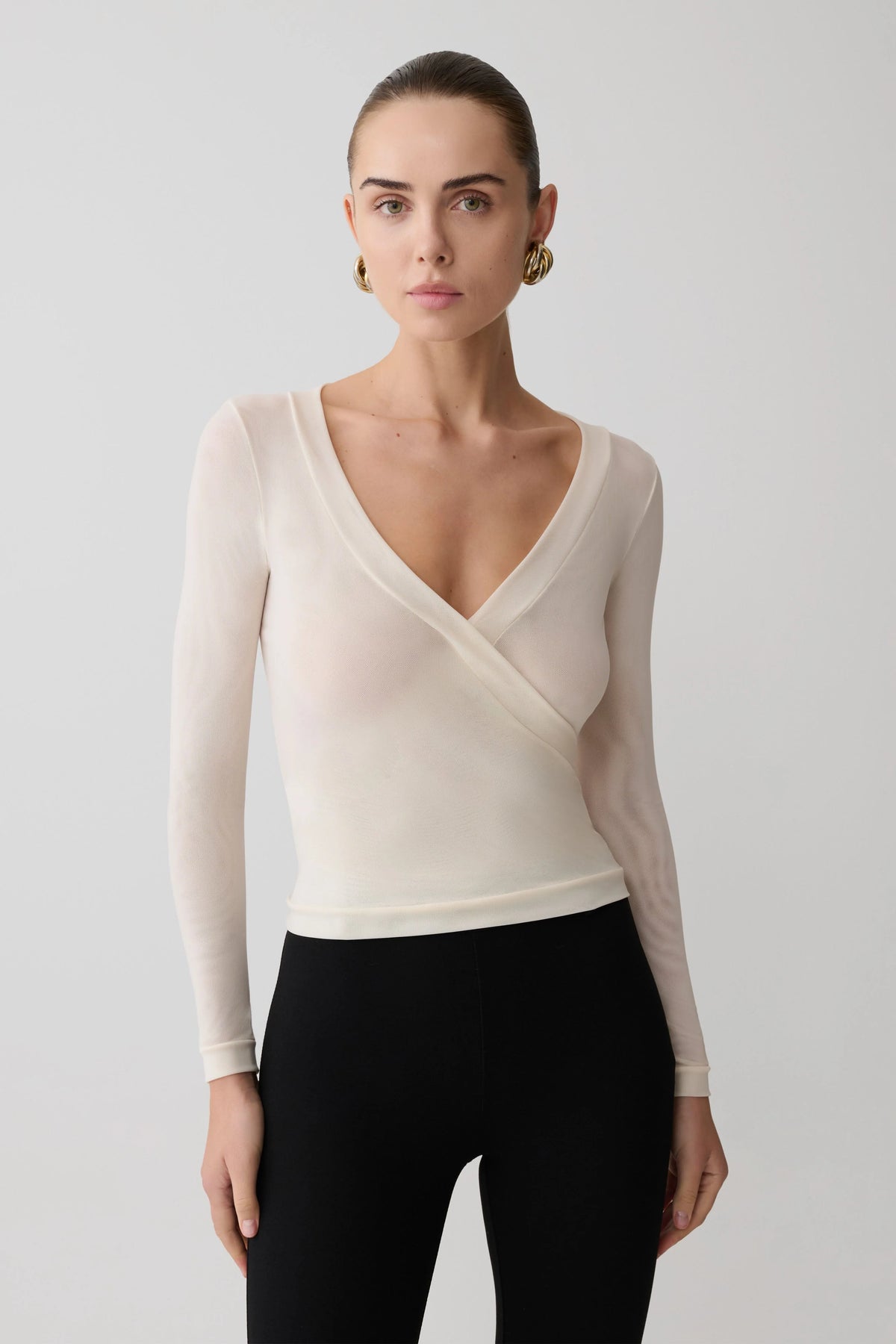 Lumi Long Sleeve Mesh Top Bone