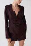 Agatha Square Neck Blazer Plum Pinstripe