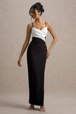Rosalind Black White Strappy Tailored Maxi Dress With Split