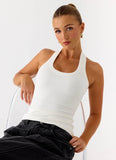 Nauton Ribbed Halter Top White
