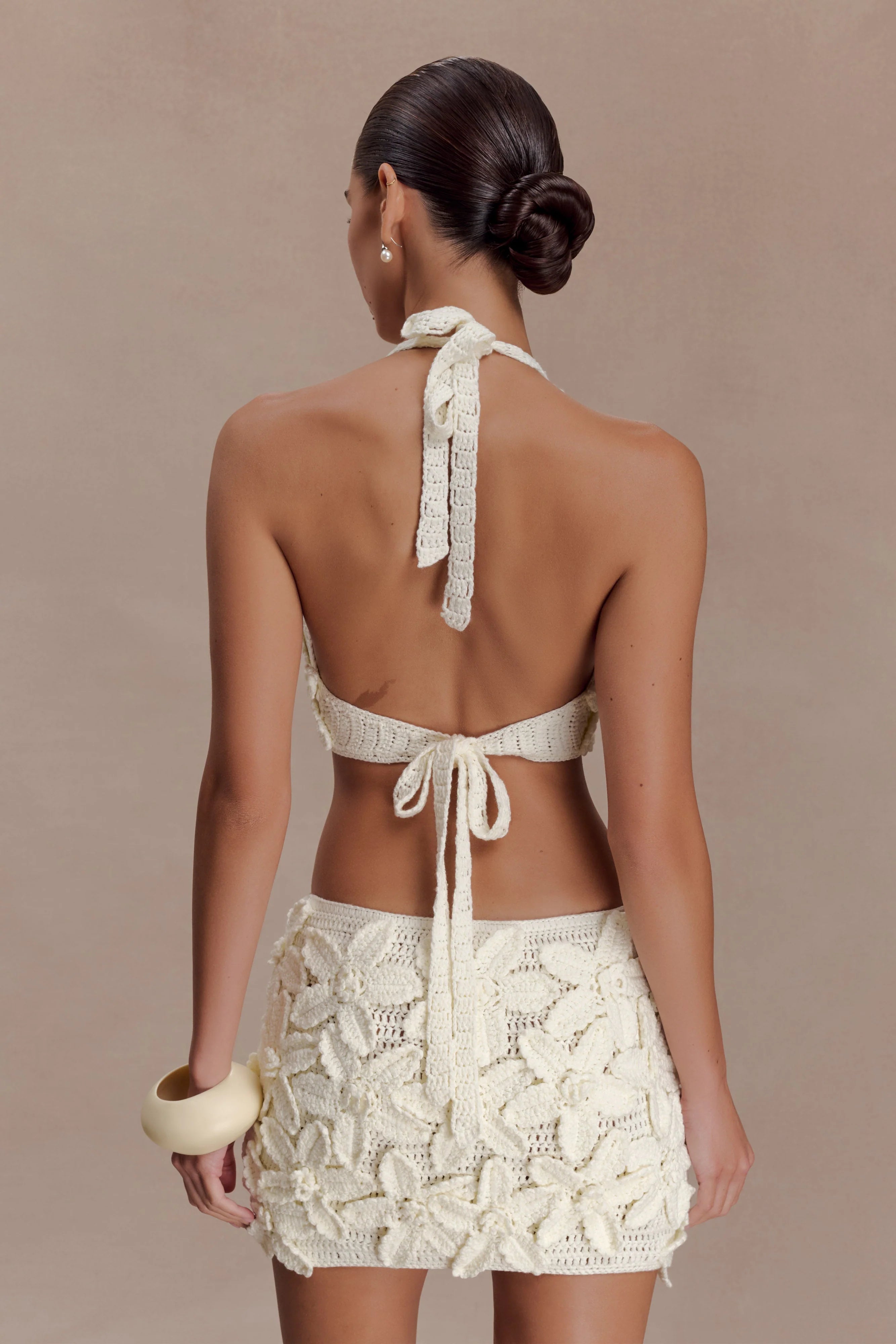 Jaylene Floral Crochet Mini Dress White
