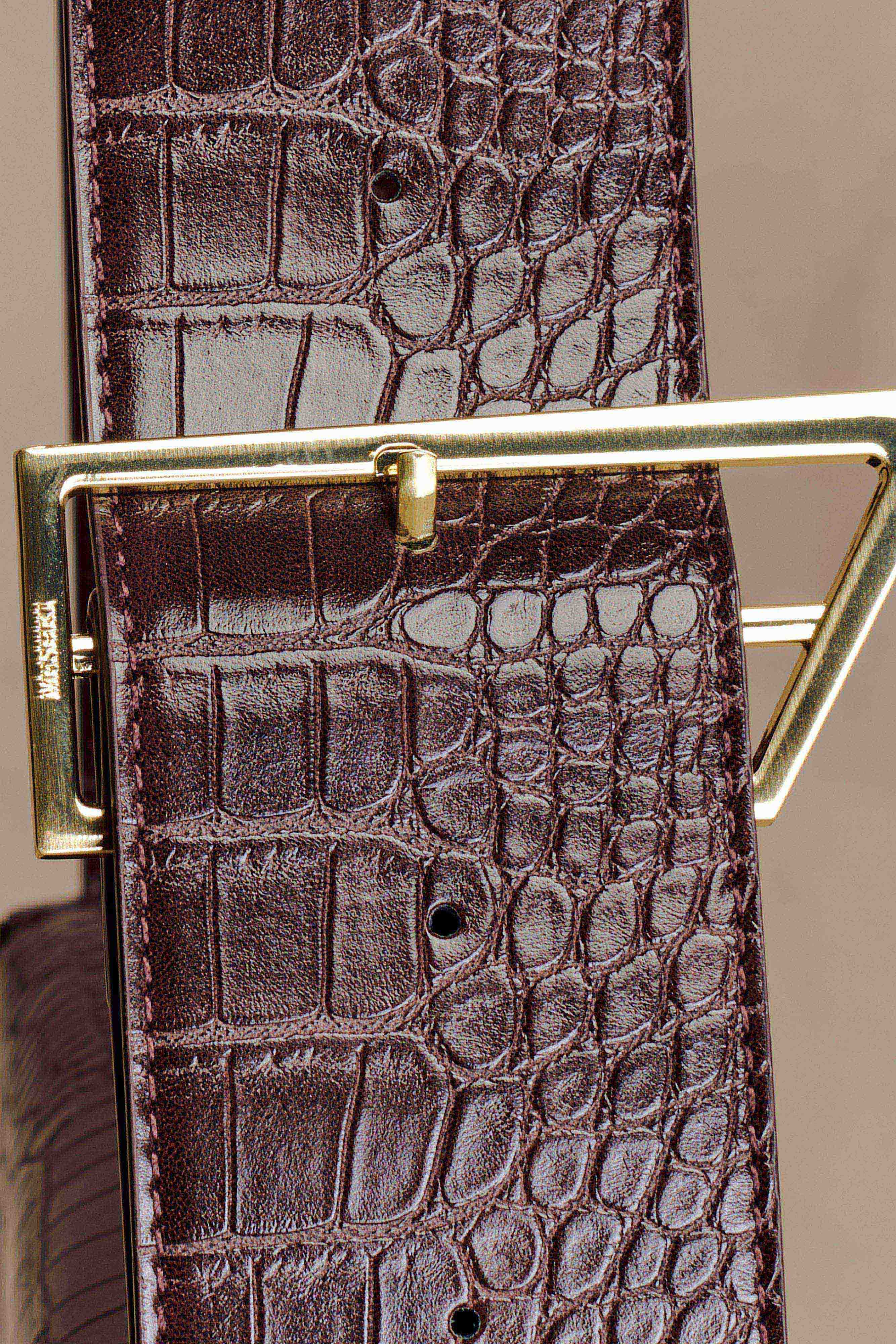 Maria Faux Leather Crocodile Shoulder Bag Chocolate