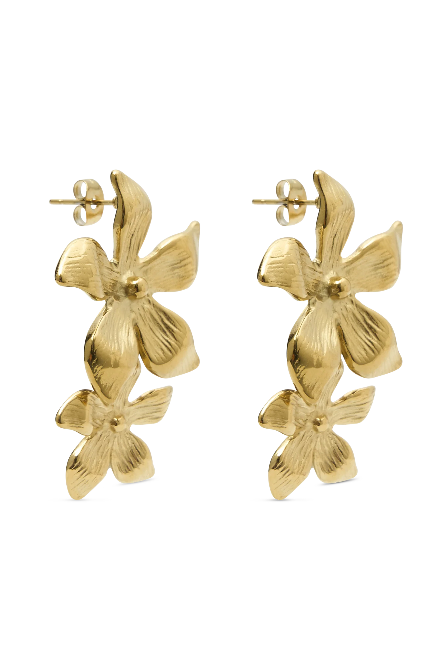 Infatuated Drop Flower Earrings Gold