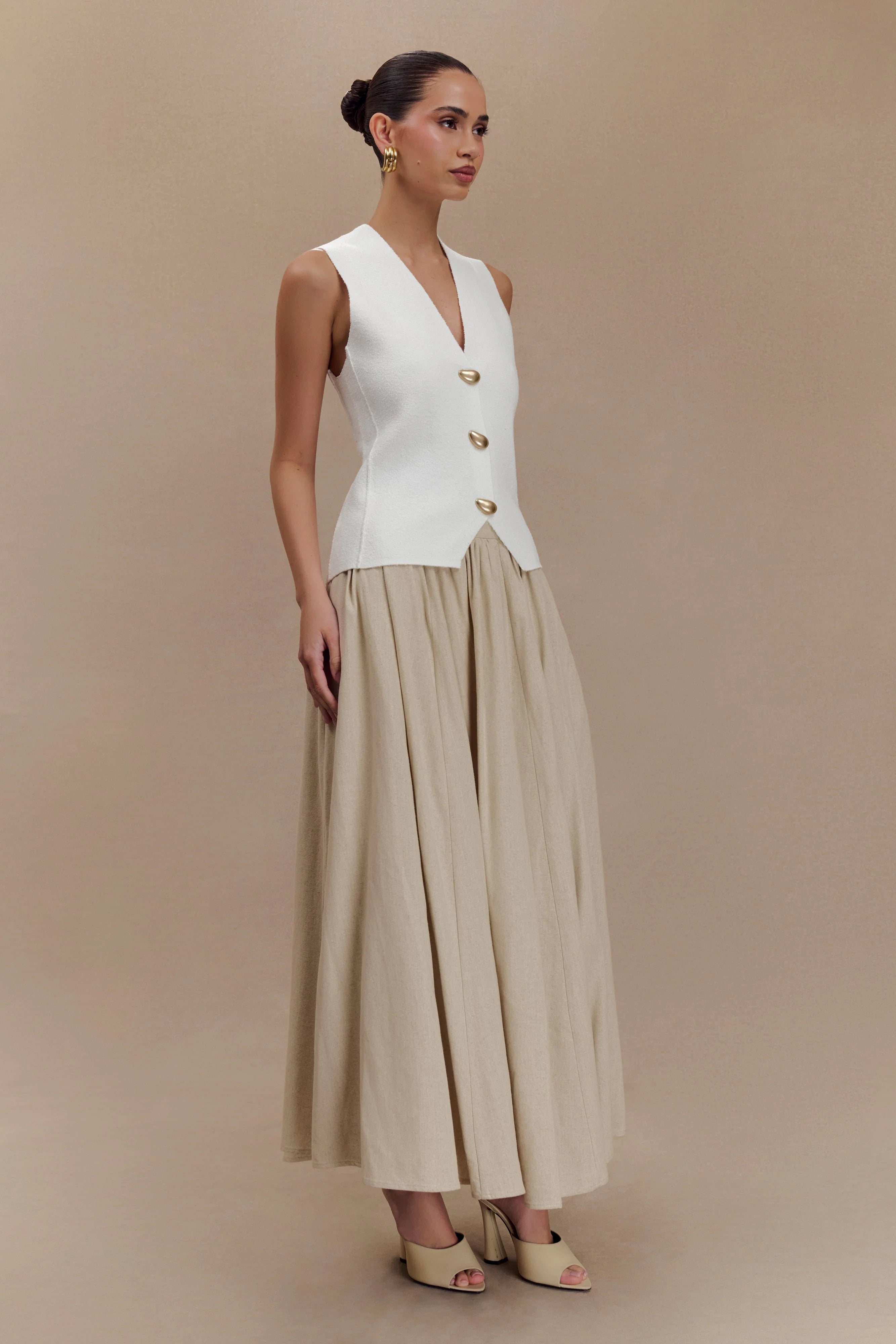Clarence Linen A Line Maxi Skirt Natural