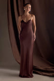 Lilly Sweetheart Satin Maxi Dress Dark Chocolate