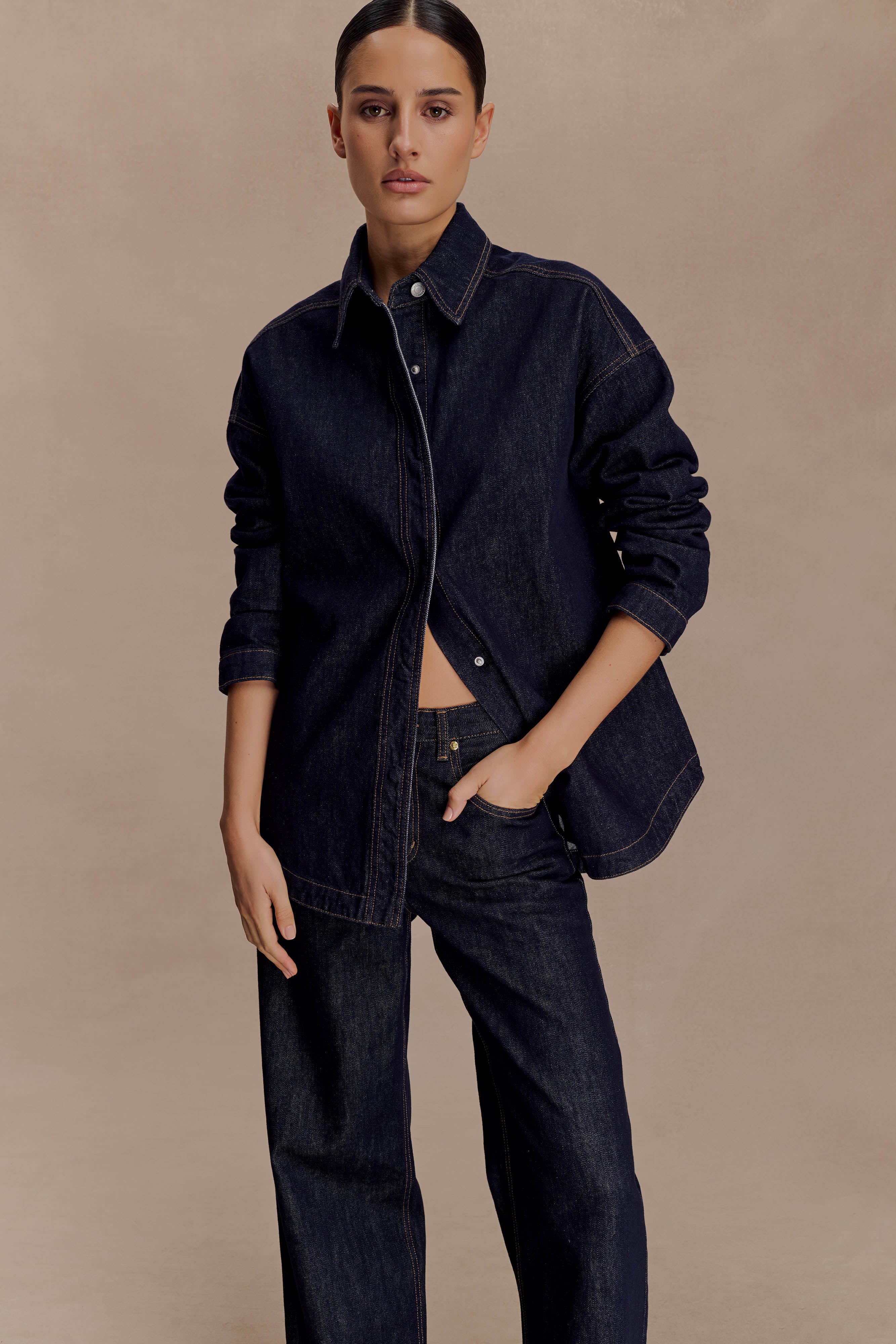 Lioda Oversized Denim Shirt Washed Indigo Blue