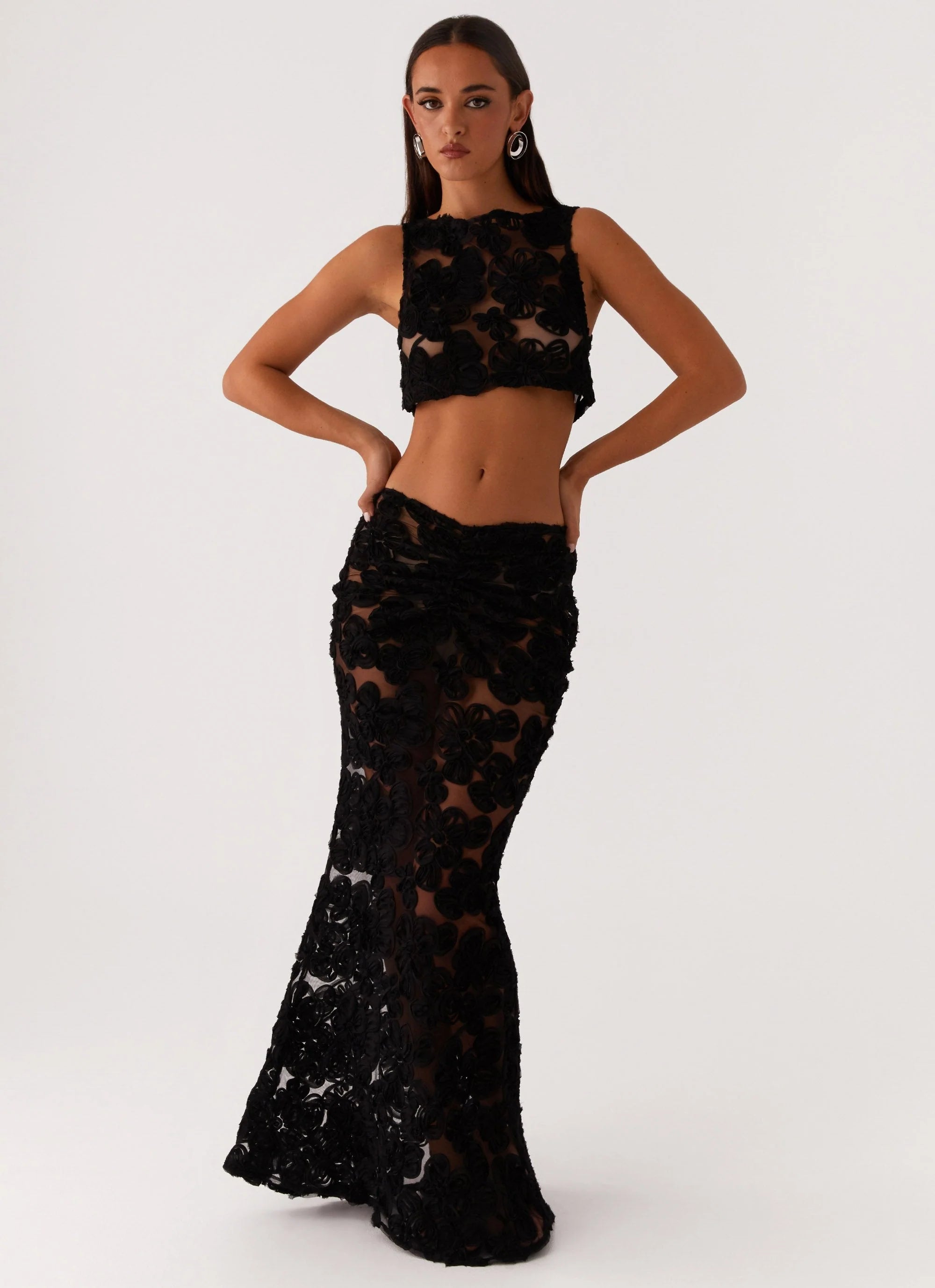 Fiorella Floret Maxi Skirt Black
