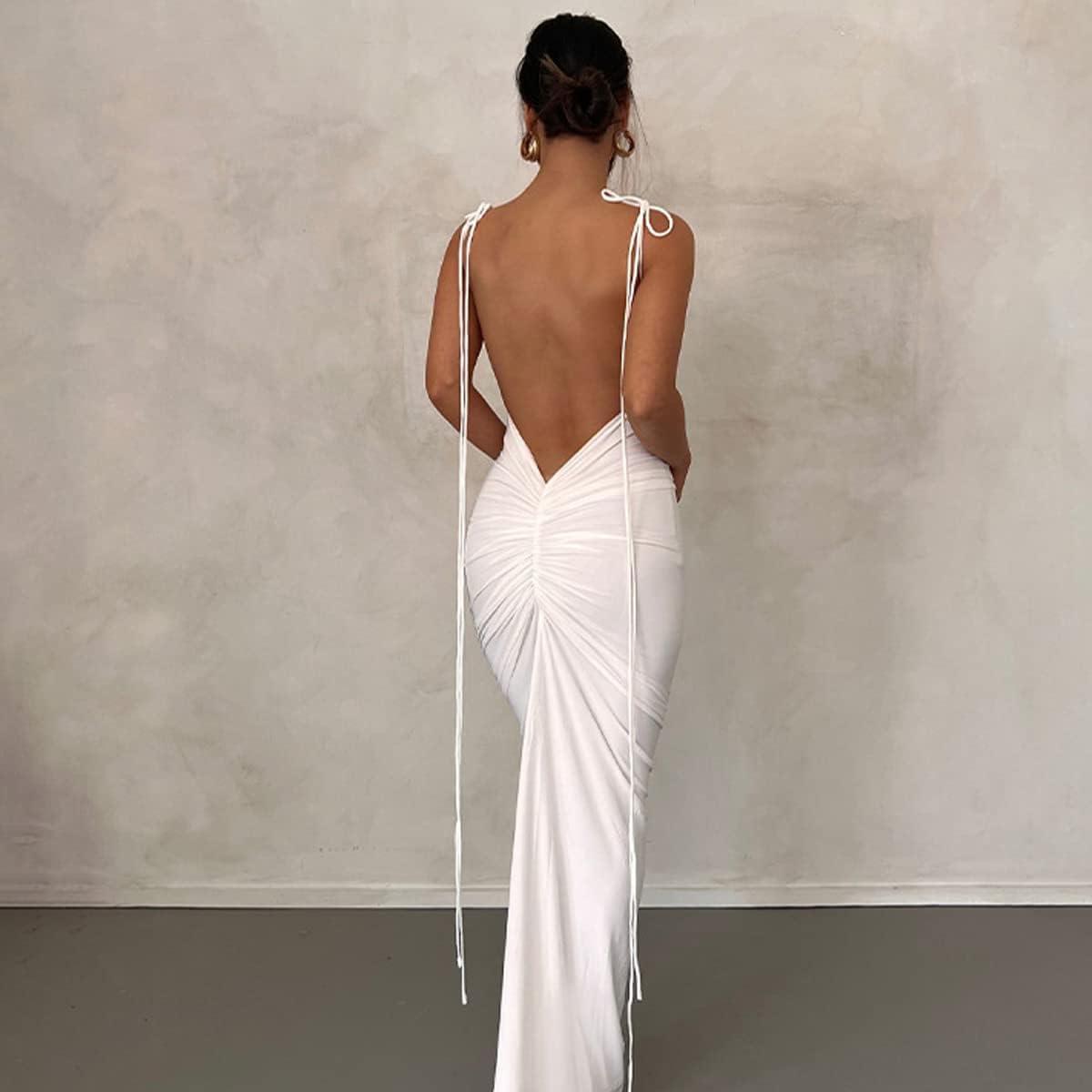 Women Sexy Backless Dress Bodycon Sleeveless Open Back Maxi Dress Formal Cocktail Wedding Guest