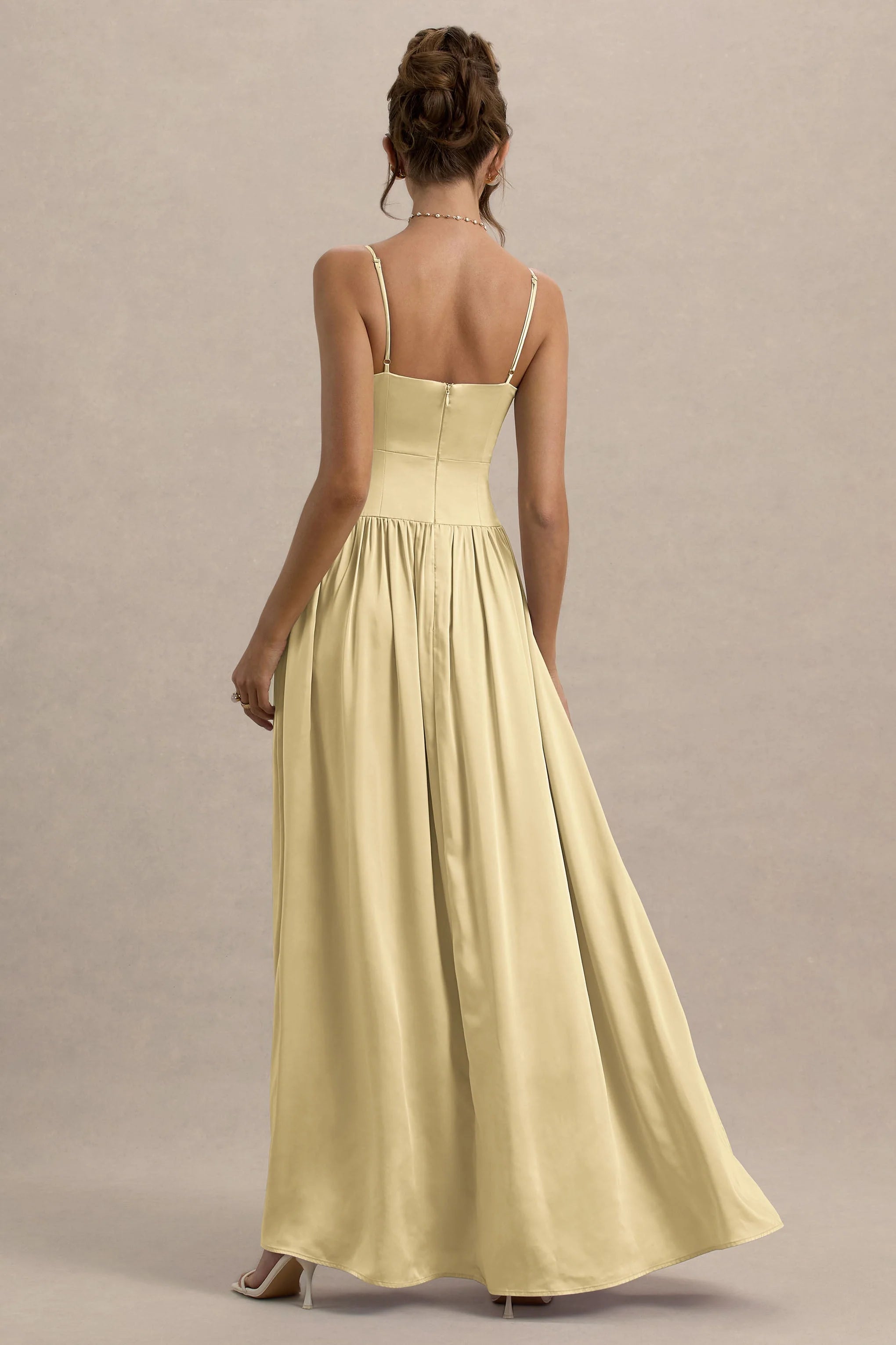 Jonas Lemon Plunge Neck Maxi Dress With Cami Straps