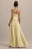 Jonas Lemon Plunge Neck Maxi Dress With Cami Straps