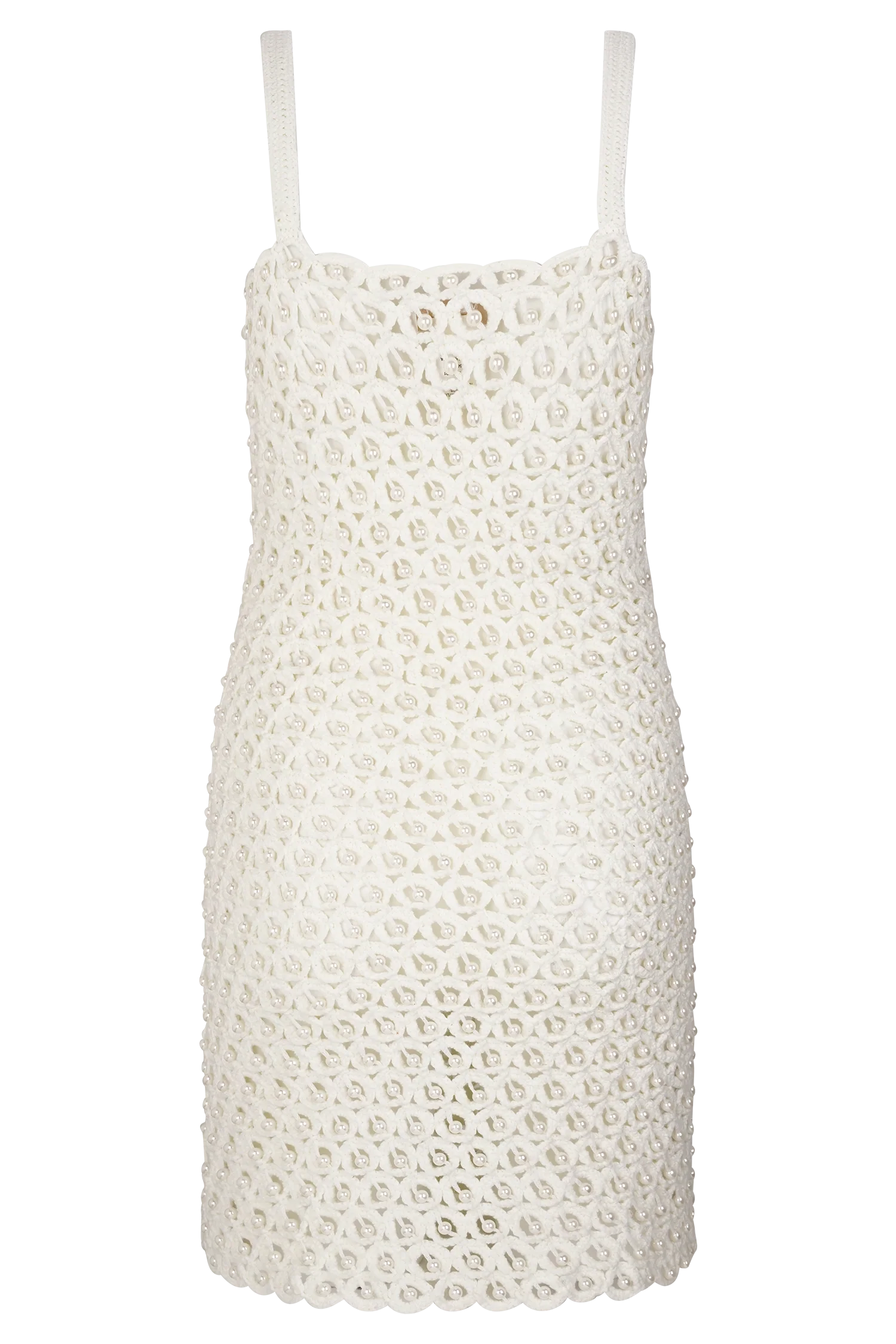 Vanessa Hand Crochet Pearl Mini Dress Ivory