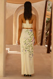 Stassi Lilac Floral Placement Print Ruched Split Maxi Skirt