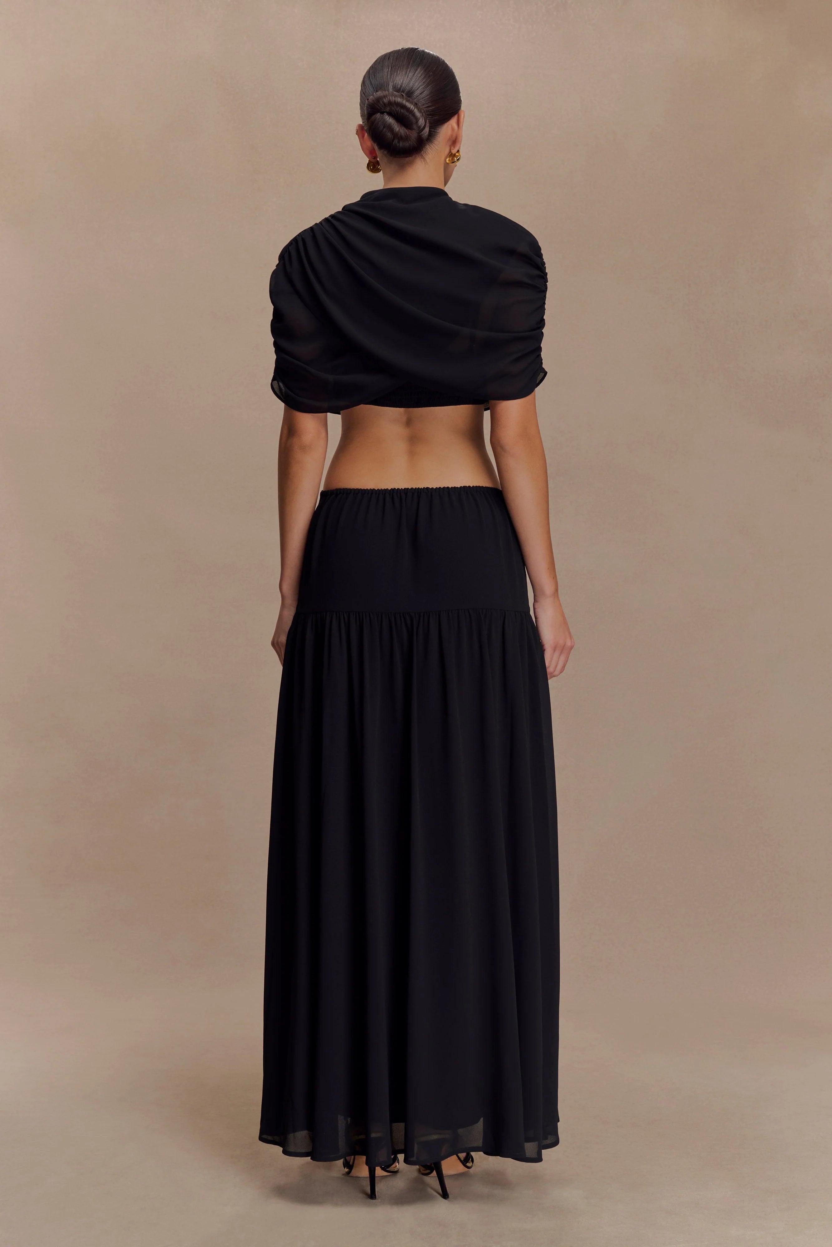 Georgina Chiffon Midi Dress Black
