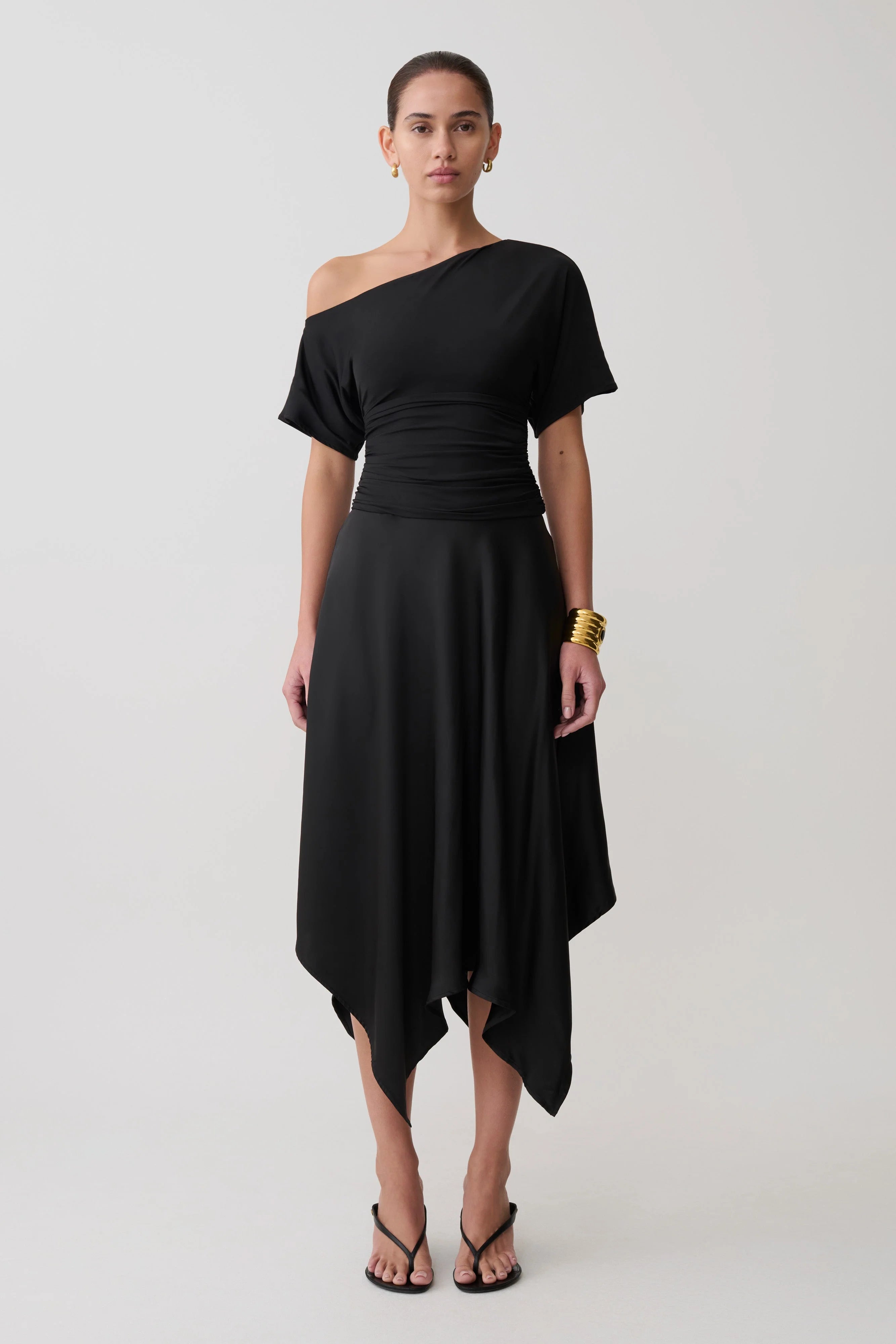 Luu Off Shoulder Slinky Top Black
