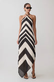 Hope Satin Halter Midi Dress Black White