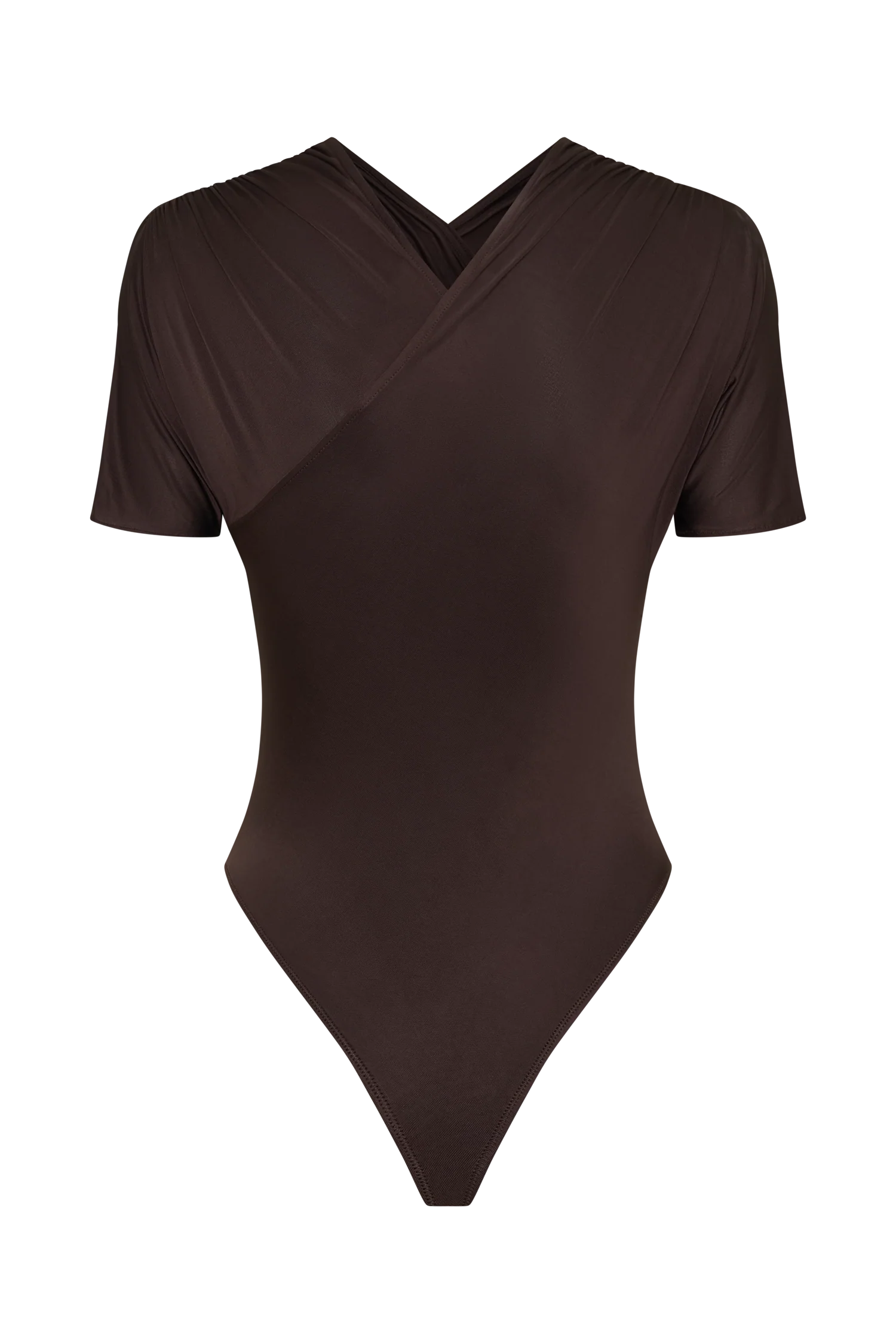 Junie Shortsleeve Cross Over Bodysuit Chocolate