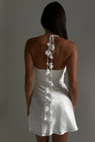 Otillie Rose Halter Mini Dress White