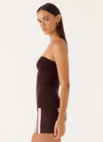 Straight Lines Knit Mini Dress Chocolate