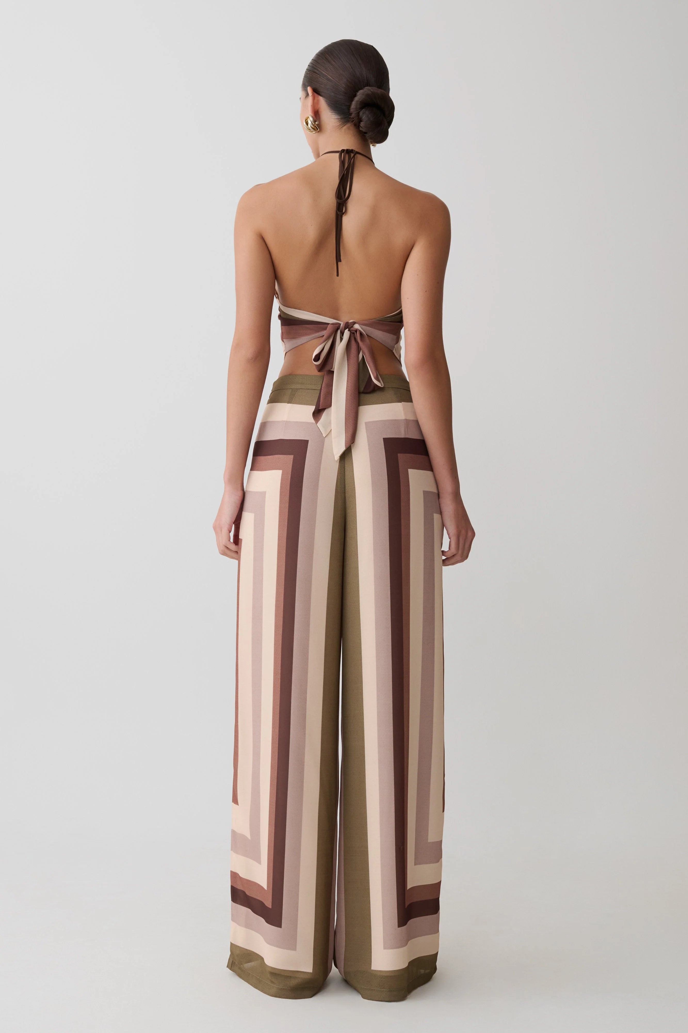 Rachel Chiffon Straight Leg Pants Multi Stripe