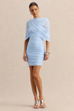 Magoria Powder Blue Mesh Round Neck Cape