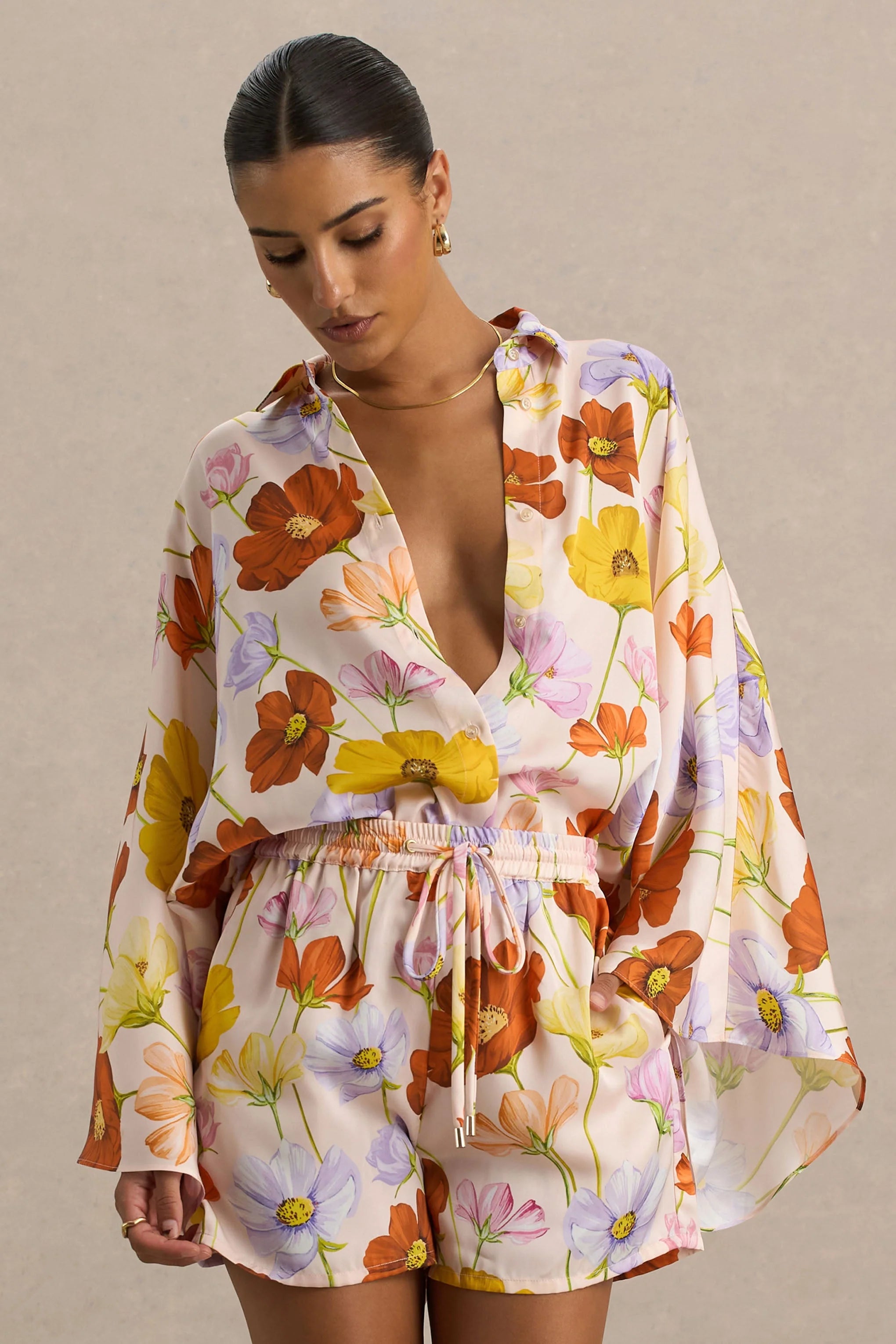 Lolite Bright Floral Print Long Sleeve Shirt