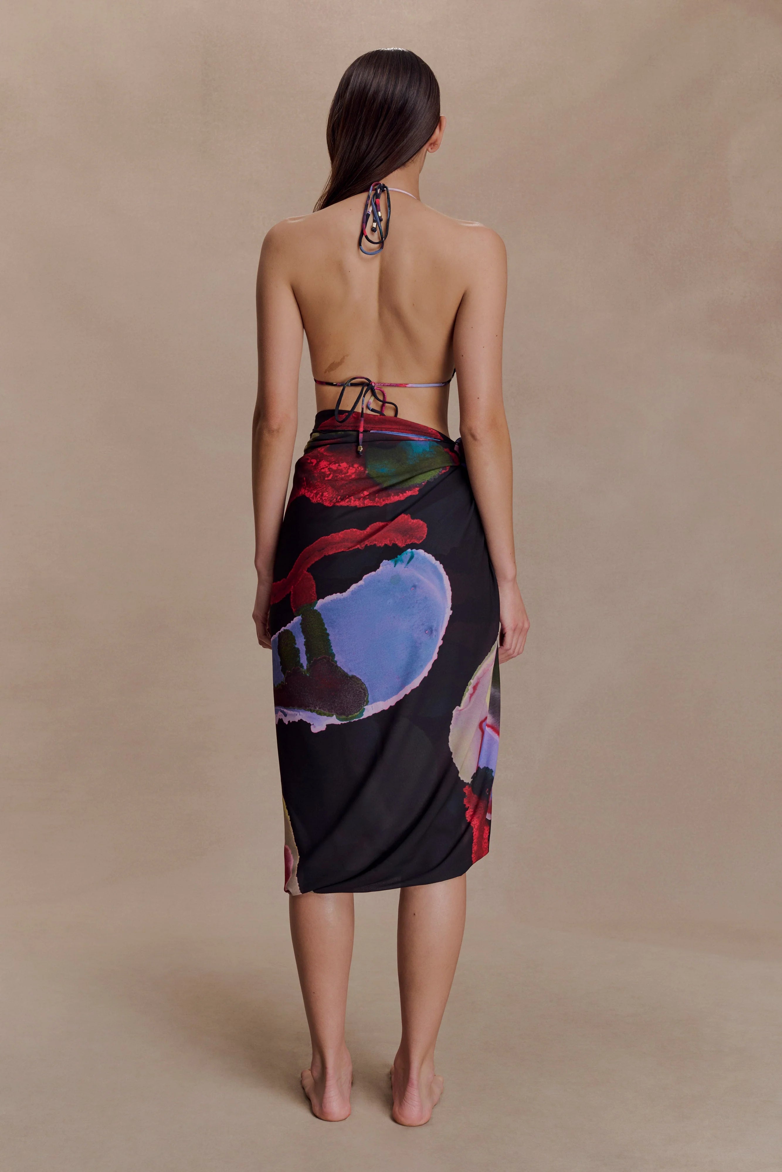 Evie Chiffon Sarong Multi Fluid Reverie Print