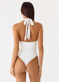 Set The Scene Halter Bodysuit White