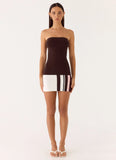 Straight Lines Knit Mini Dress Chocolate