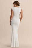 Osanna White Wide Neck Maternity Maxi Dress With Ruched Detailing