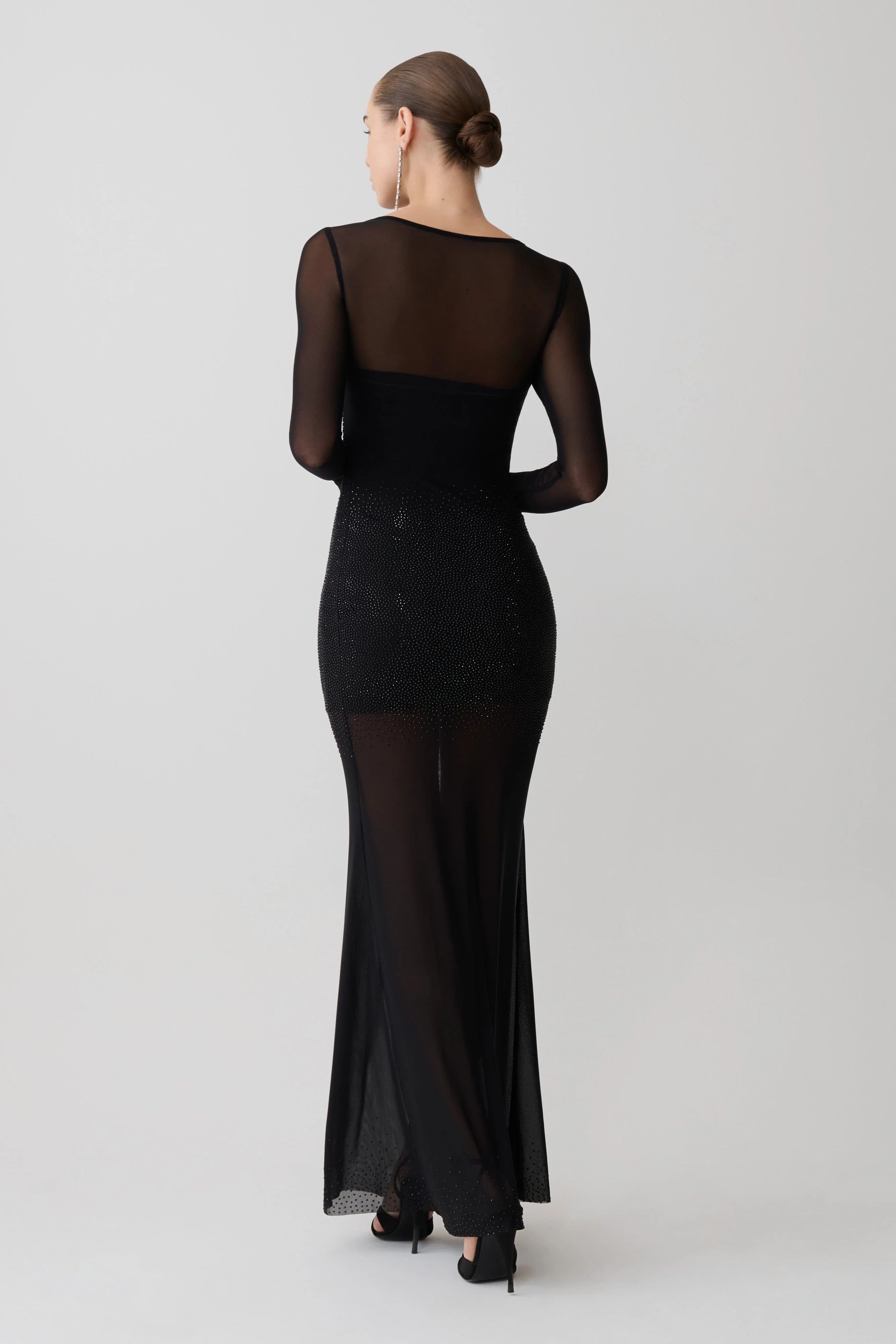 Lior Mesh Maxi Dress With Hotfix Black