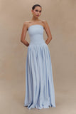 Maureen Cotton Shirring Maxi Dress Powder Blue