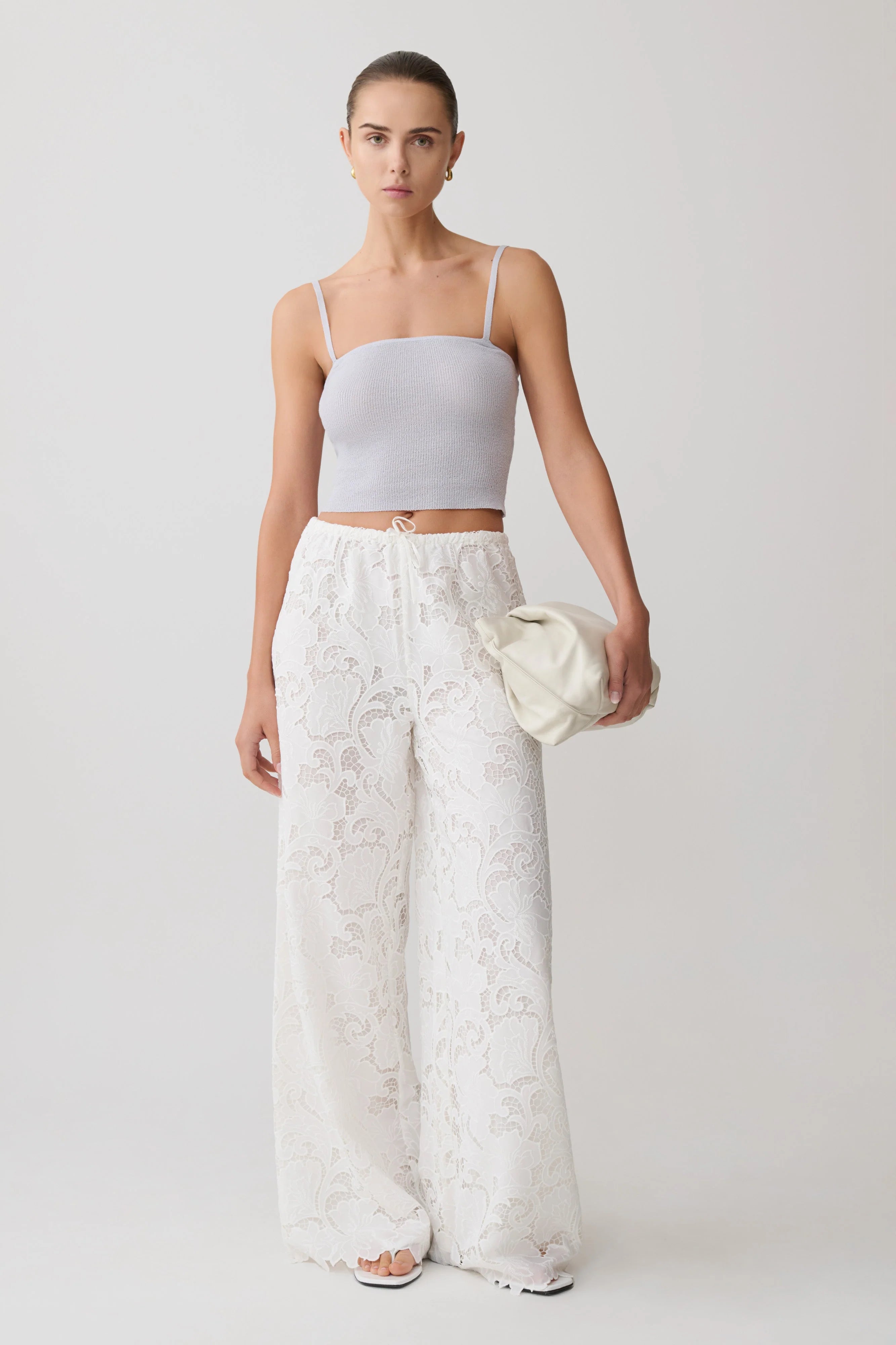 Tessa Broderie Straight Leg Pants White