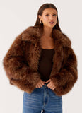 Miccy Cropped Faux Fur Coat Chocolate