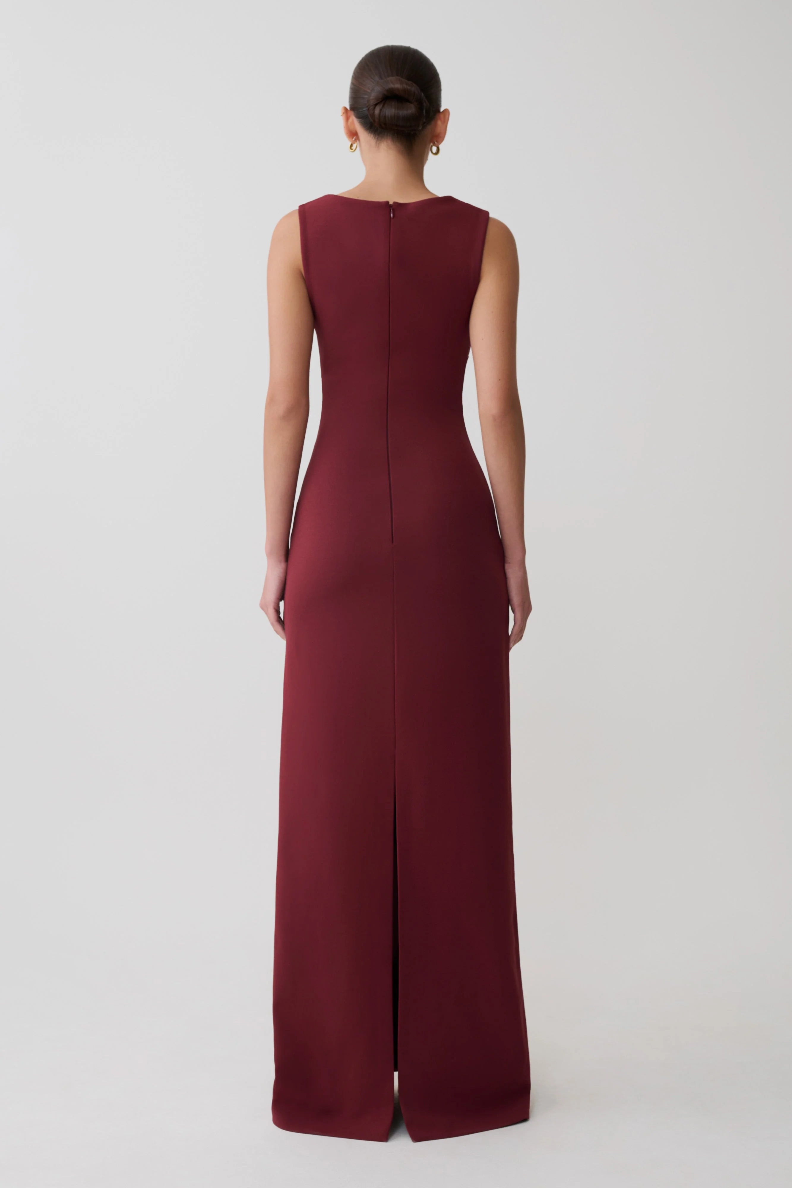 Rhea Detachable Cape Jersey Maxi Dress Wine