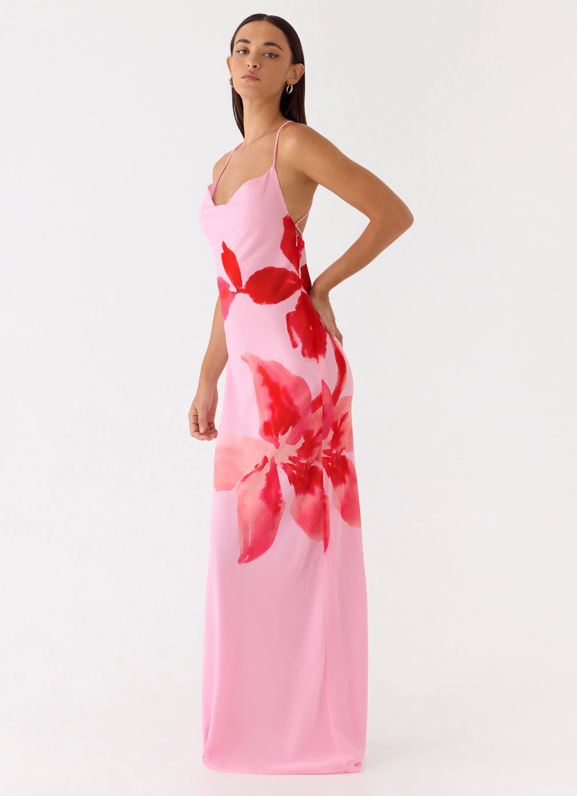 Jasmyn Cowl Maxi Dress Pink Petal